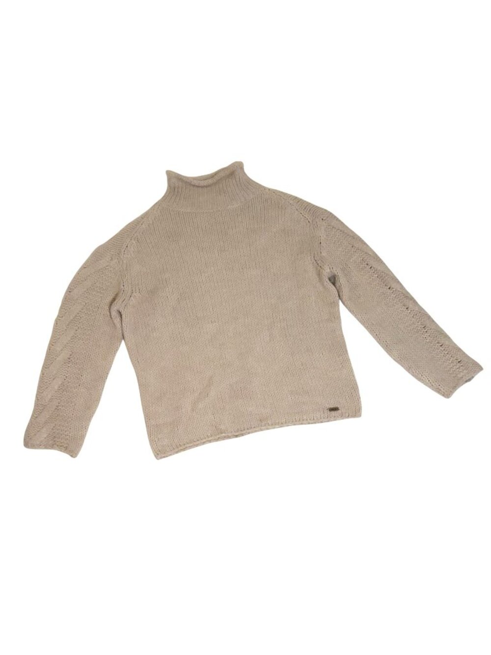 Barbour Beige Fishermans Sweater US 6 Roll Neck Wool Alpaca Blend Made In Italy